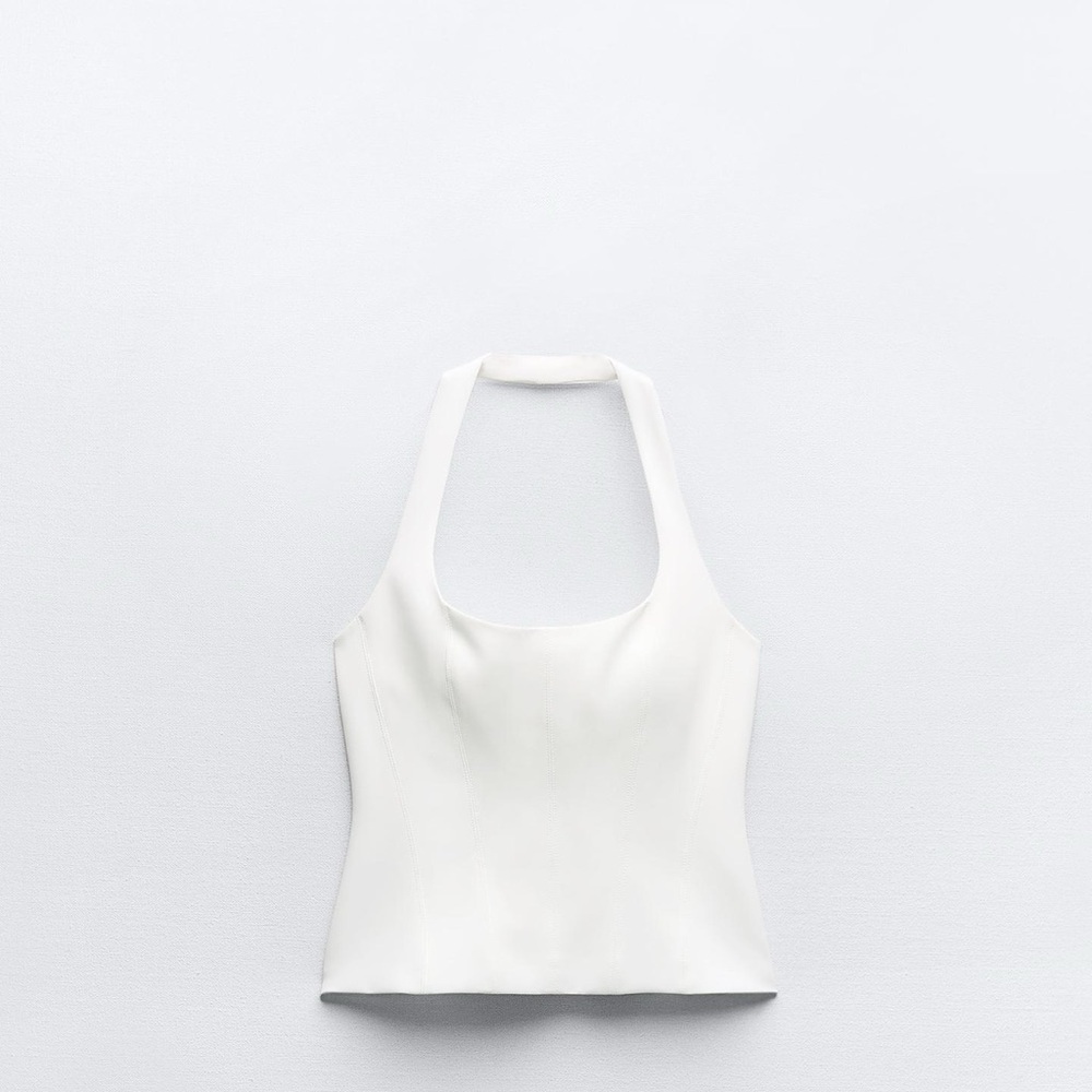 Zara White Halter Tank Top